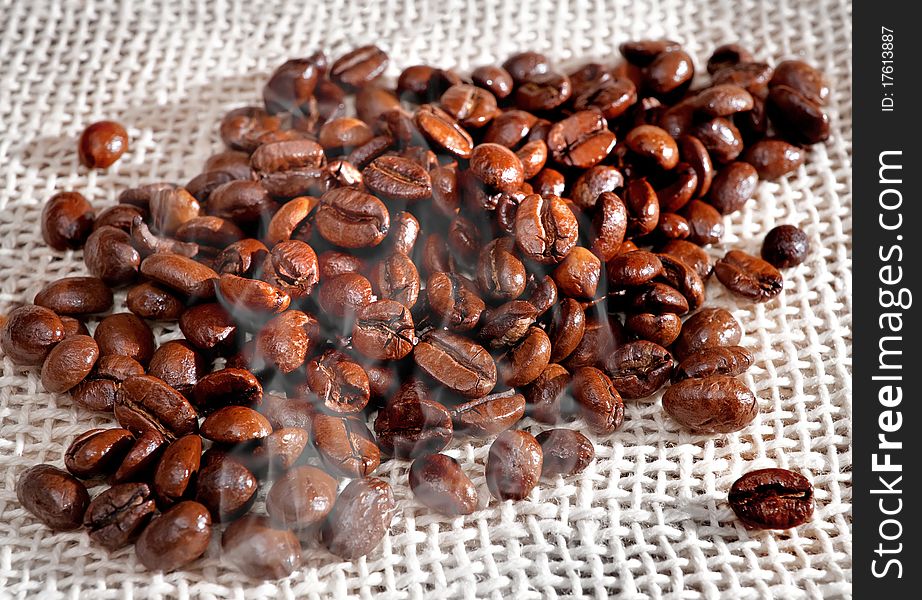 Coffee beans background on texture