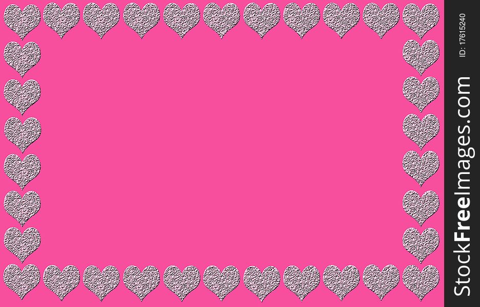 Pink abstract hearts design on pink background with room in middle for text