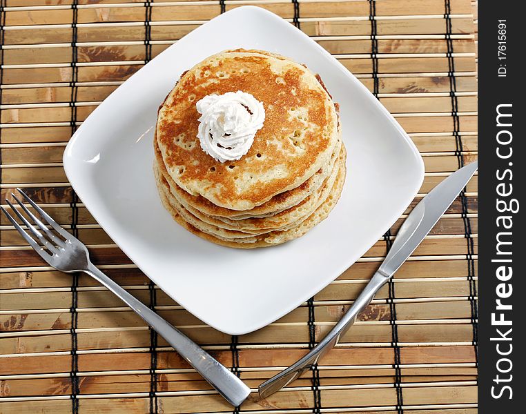 Pancakes in plate for breakfast time. Pancakes in plate for breakfast time