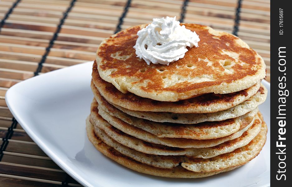 Pancakes in plate for breakfast time. Pancakes in plate for breakfast time