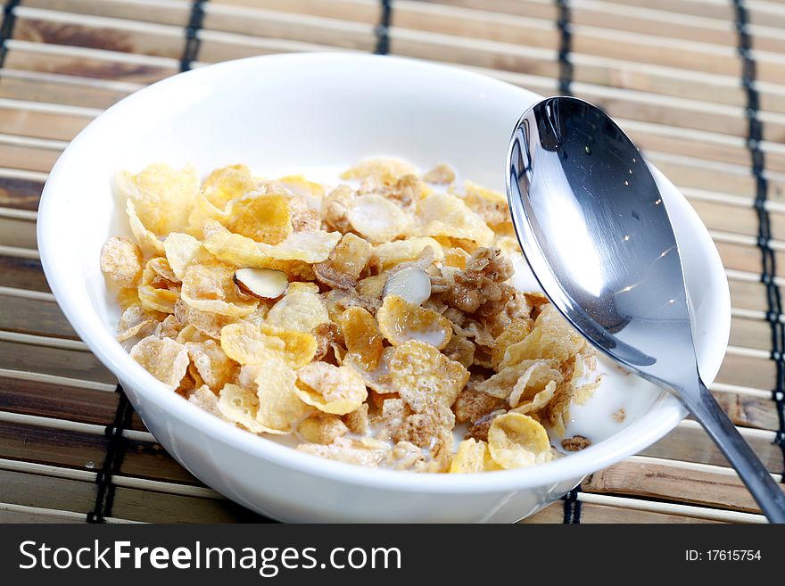 Cereal in bowl for breakfast time