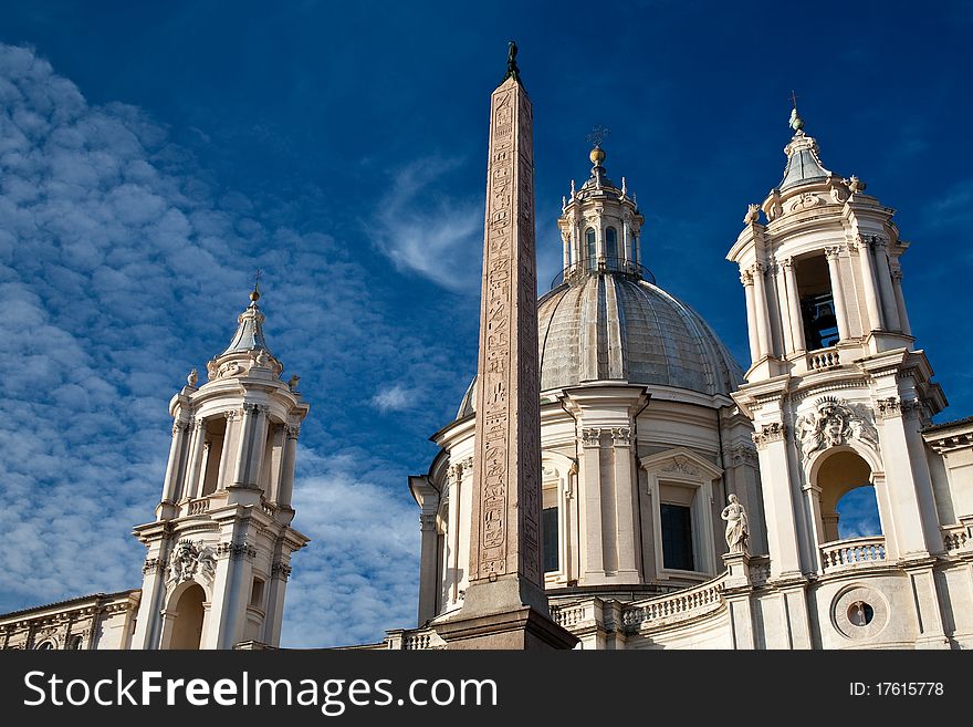 Egyptian obelisk and buildings on piazza Navona