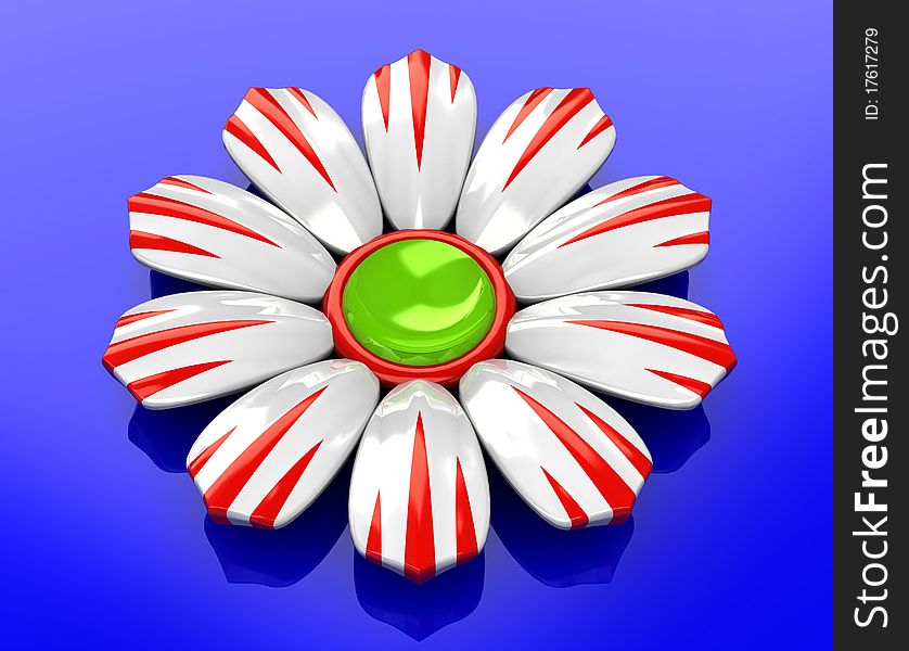 Ceramic Flower On Blue Background