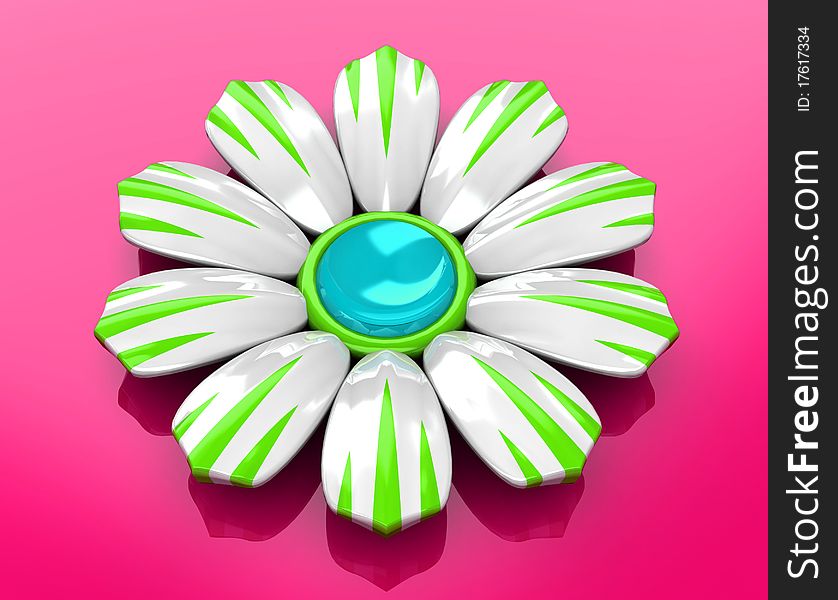 3D Flower on Rose Background - Rendering. 3D Flower on Rose Background - Rendering