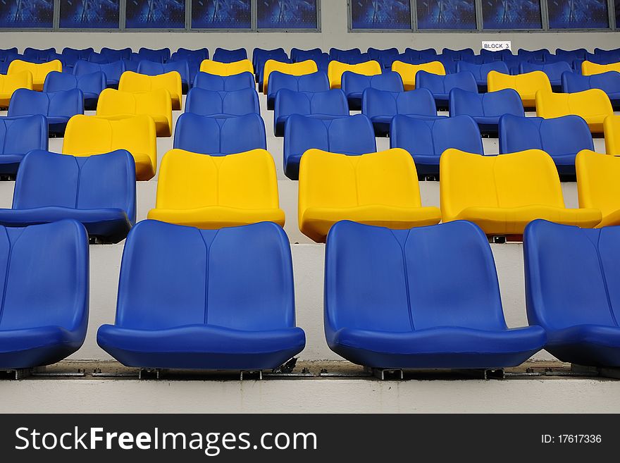 Stadium seats at football stadium