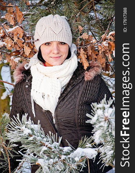 Girl enjoying winter walk