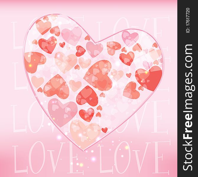 Illustration of valentine card with isolated background