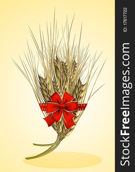 Illustration of grain with ribbon on white background