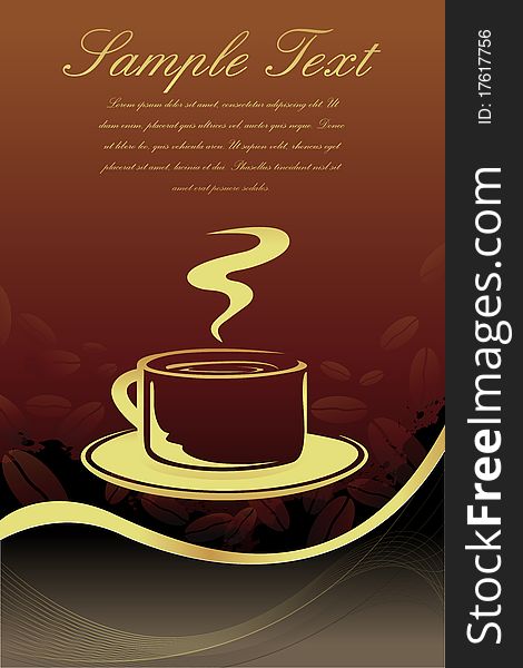 Illustration of good morning card with coffee