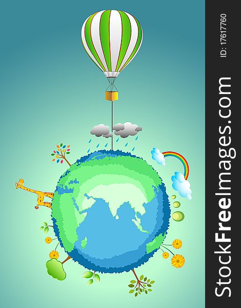 Illustration of earth with parachute