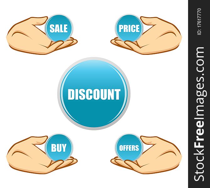 Illustration of sale and discount tags on white background