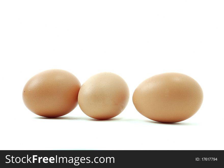 Eggs, cream eggs on white background. For cooking