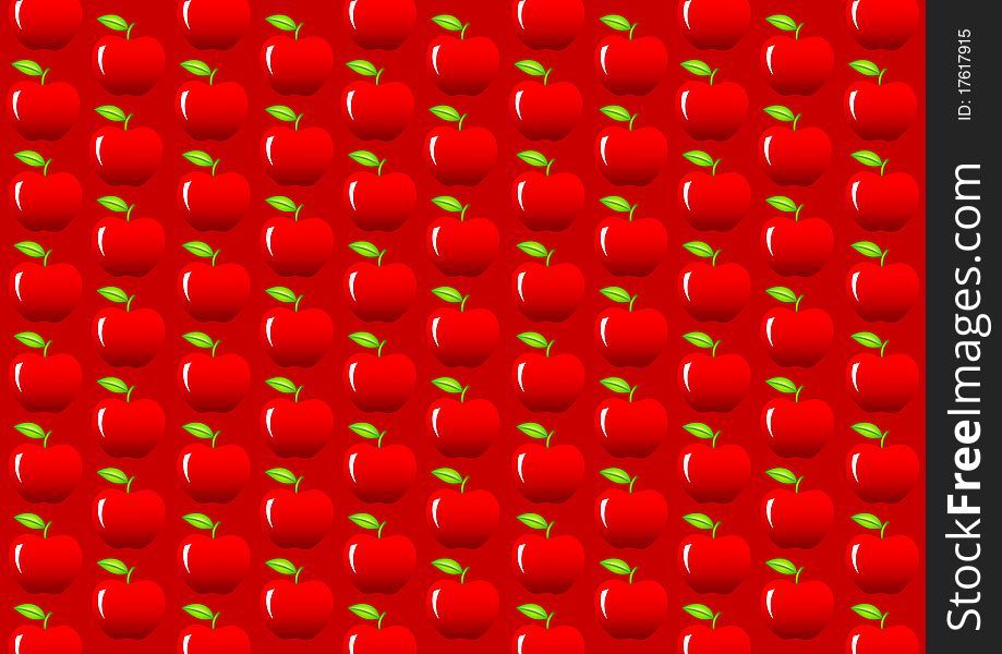 Red wallpaper with red apples