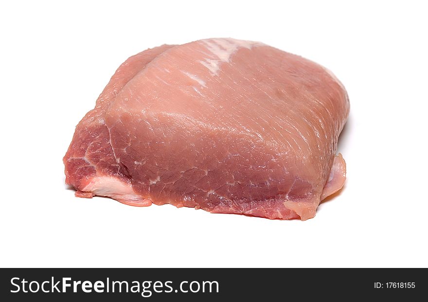 Piece of pork on a white background