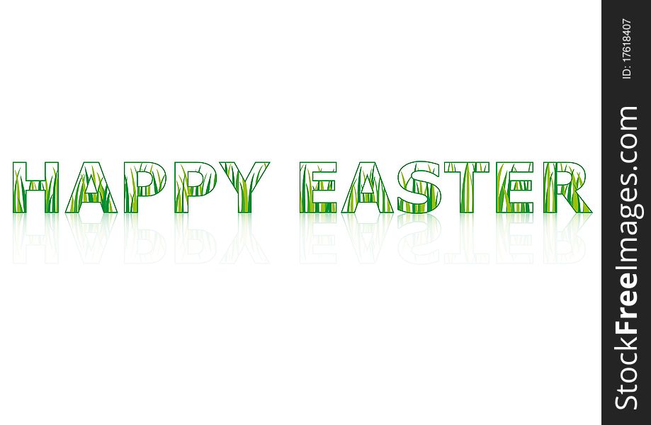 Wish you happy easter! Lettering with grass background