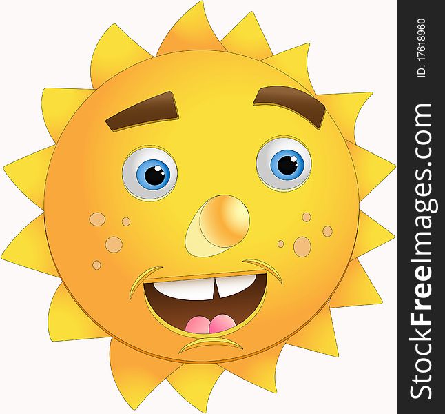 Fun sun face isolate on white background
