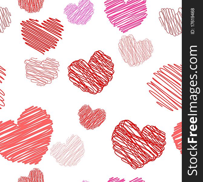 Seamless background from the Drawing hearts. Seamless background from the Drawing hearts.