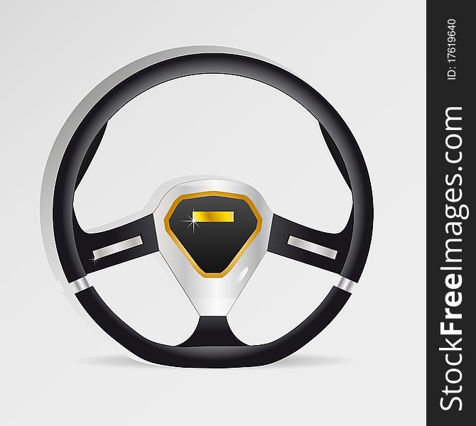 Sport Steering wheel - illustration. Gold and silver paste. Sport Steering wheel - illustration. Gold and silver paste.
