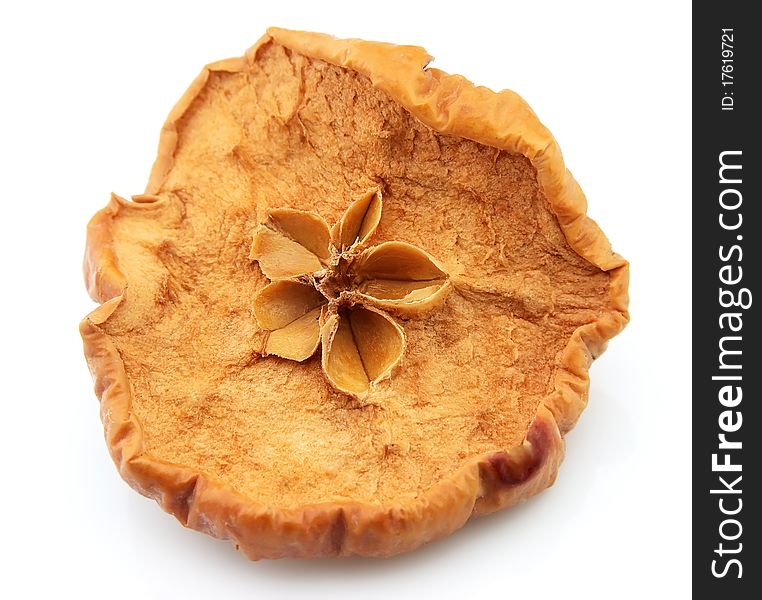 Lobe of a dried apple closeup