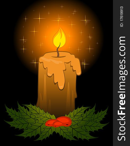 Burning candle illustration for a design