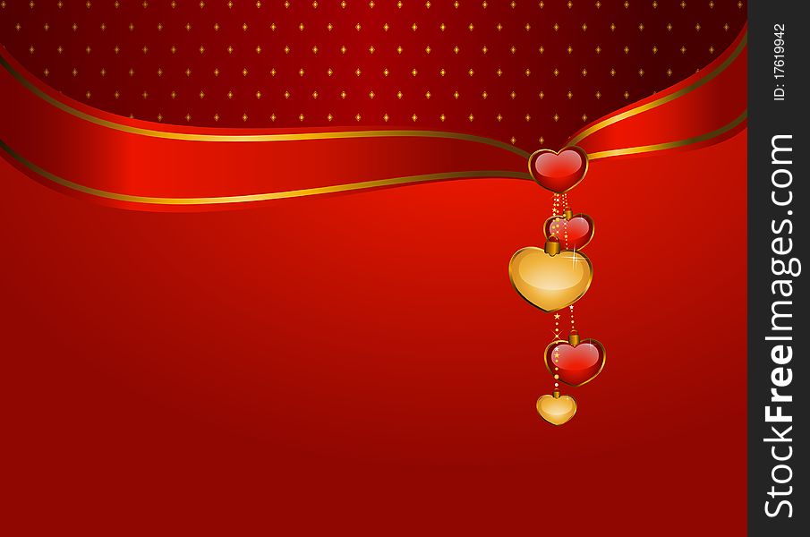 Christmas background with hearts illustration for a design