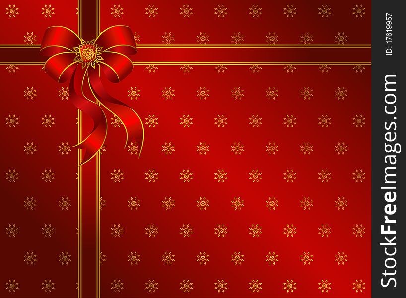 Christmas Background With Red Bow