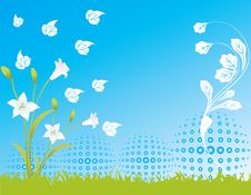 Blue Flower Sky Spring Illustration Landsca Stock Images Blue Flower Sky Spring Illustration Landsca Stock Images
