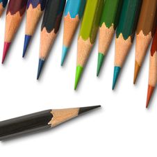 A Black Color Pencil And Cool Tone Color Pencil Stock Images A Black Color Pencil And Cool Tone Color Pencil Stock Images