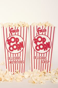 Fresh Popcorn In Two Boxes Stock Image
