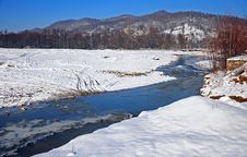 Transversing River In Winter Day Stock Photography Transversing River In Winter Day Stock Photography
