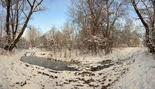 180 Double Curved Road In Snowy Forest Royalty Free Stock Image 180 Double Curved Road In Snowy Forest Royalty Free Stock Image