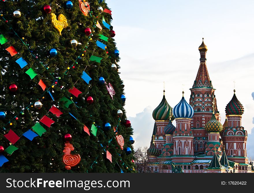 Detail of a Christmas tree from the Red Square - Moscow. Detail of a Christmas tree from the Red Square - Moscow
