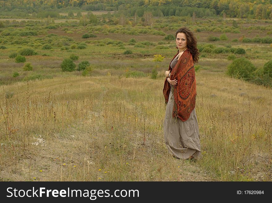 Woman In Autumn Field