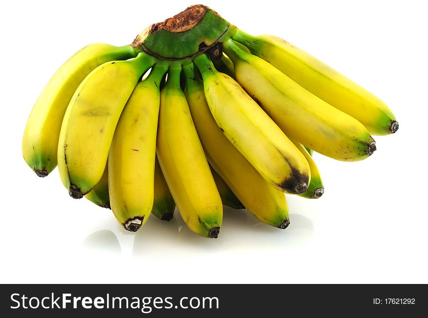 Group of the Organic Bananas at white background