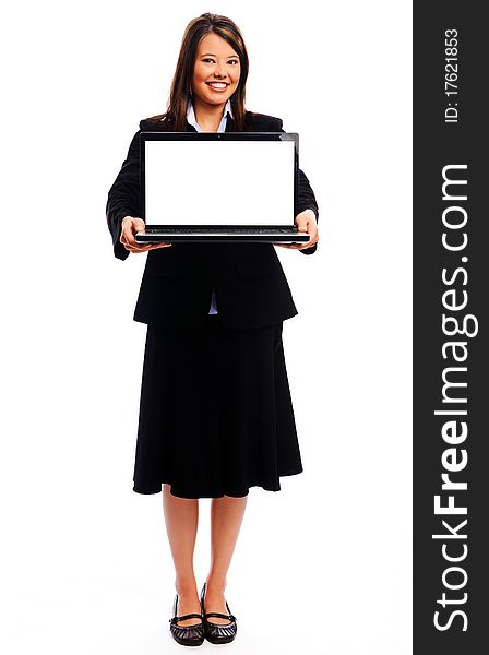 Businesswoman Holding Laptop