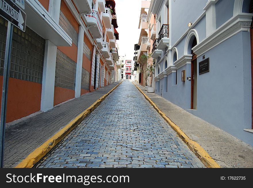 Cobblestone Street In Puerto Rico