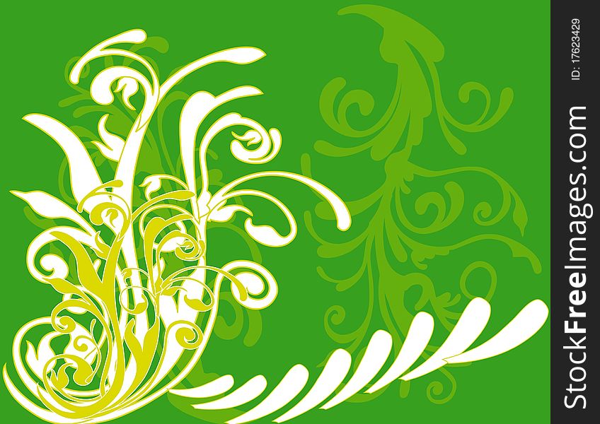Illustration flower spring summer white green pattern. Illustration flower spring summer white green pattern