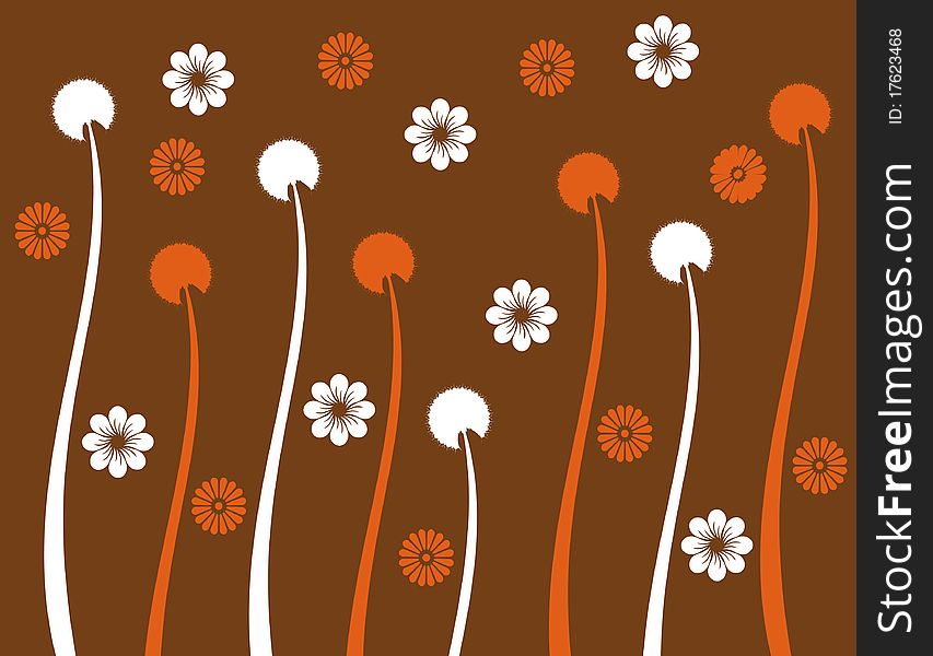 Retro flower spring illustration  landsca