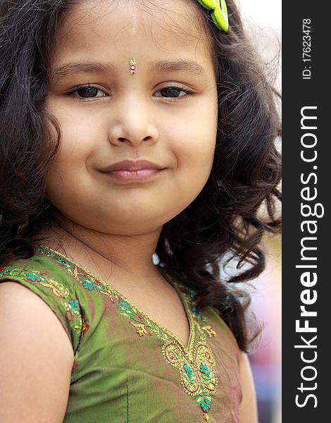 Portrait Of Cute Indian Little Girl. Portrait Of Cute Indian Little Girl