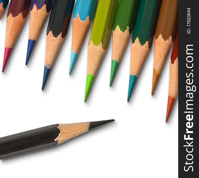 A Black color pencil and cool tone color pencil