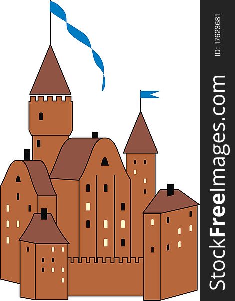 Medieval knight's castle - vector isolated illustration on white background