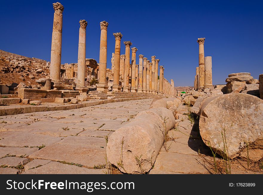 View of ancient roman architecture in Jerash, Jordan. View of ancient roman architecture in Jerash, Jordan.