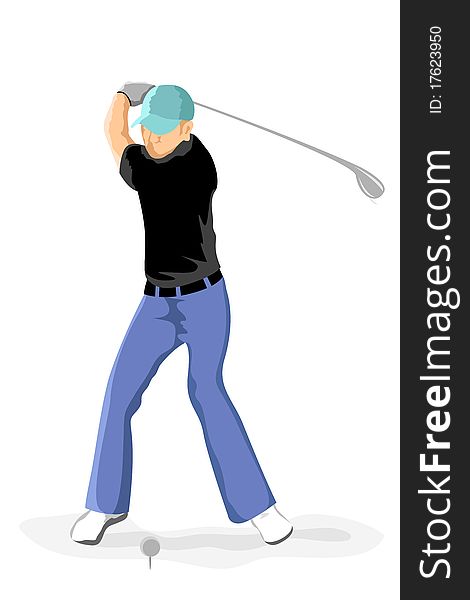Illustration of golf player on white background