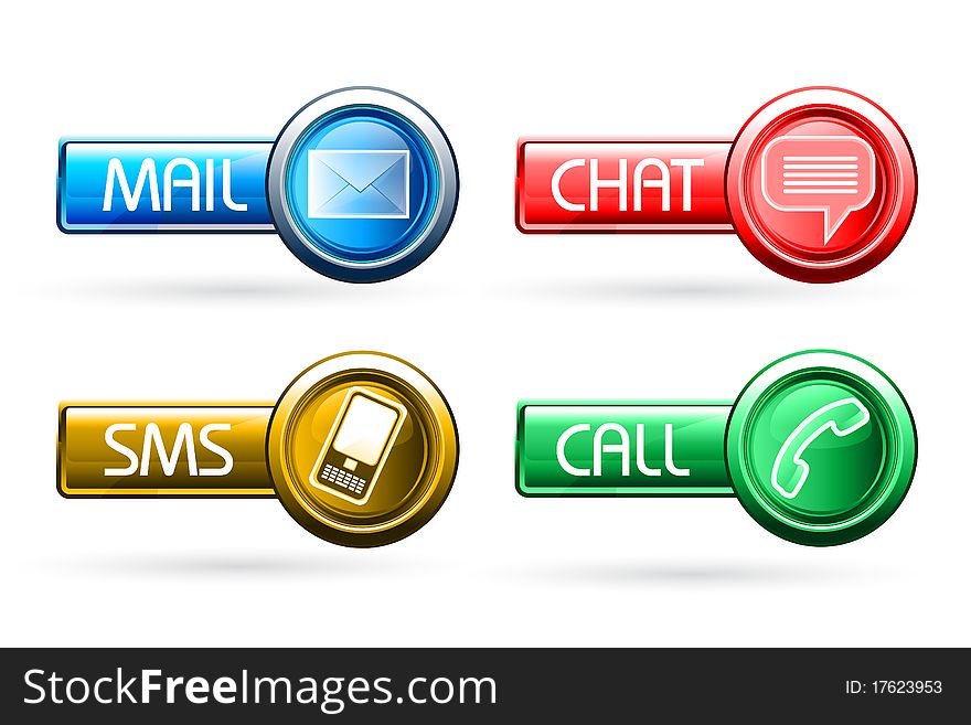 Illustration of communication buttons on white background