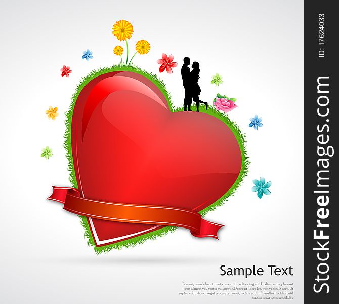 Illustration of valentine card on white background