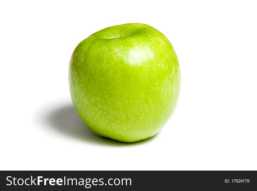 Green apple over white background