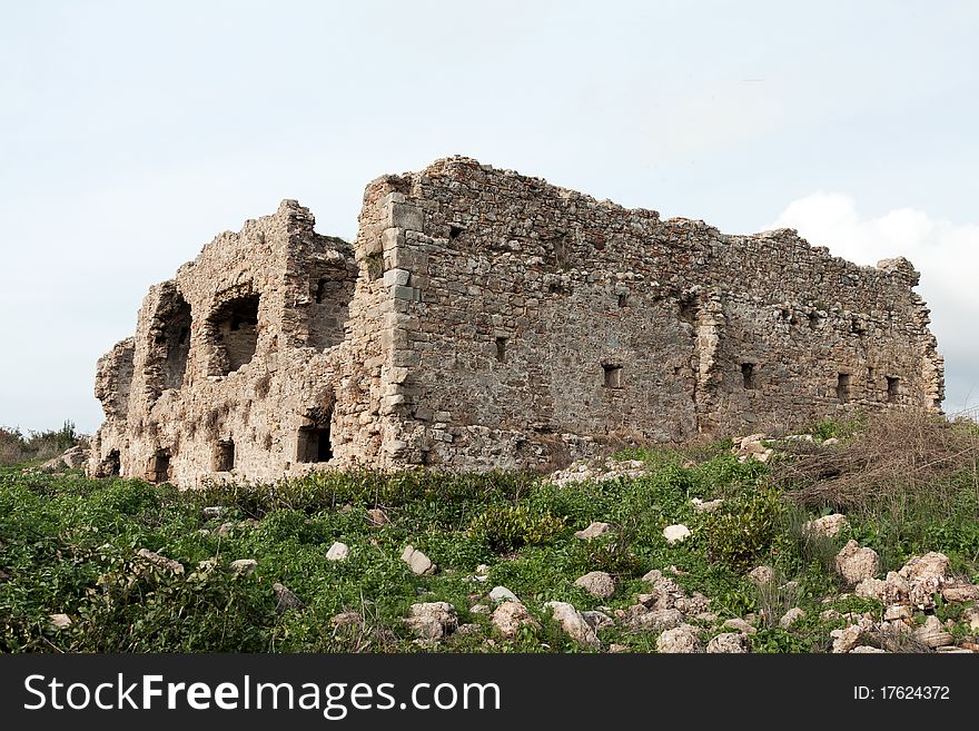 Ancient ruins in the town of Side, Turkey