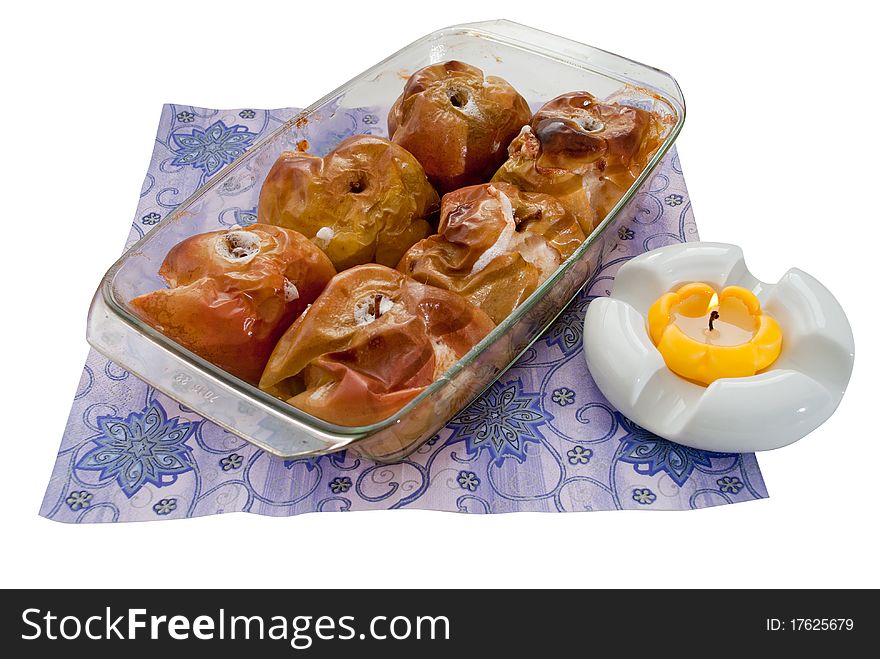 Freshly baked apples in a tray