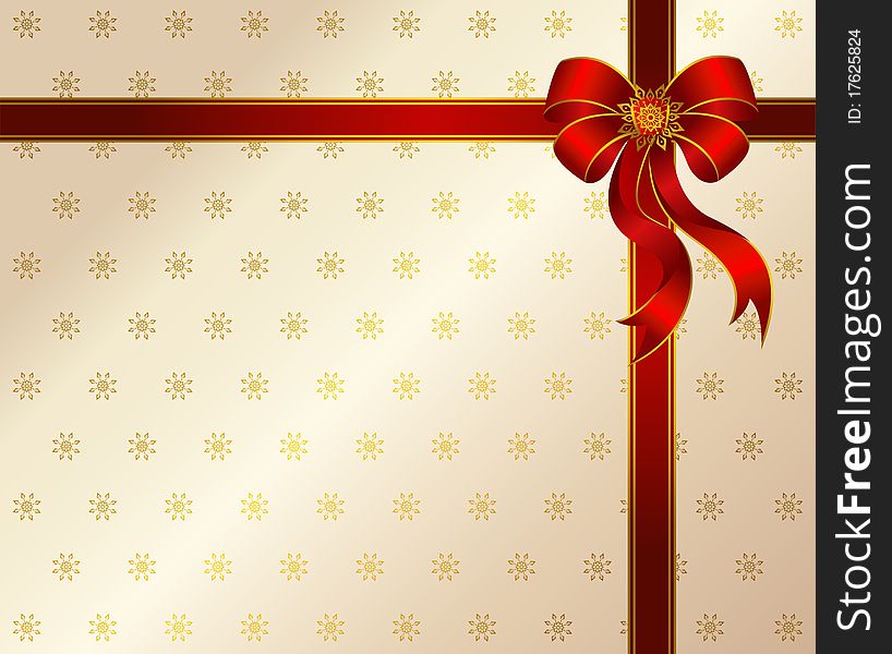 christmas background with red bow illustration for a design