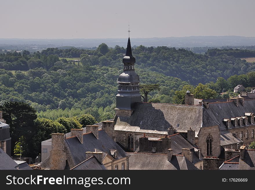 An elaborate bell tower soaring in the breton country